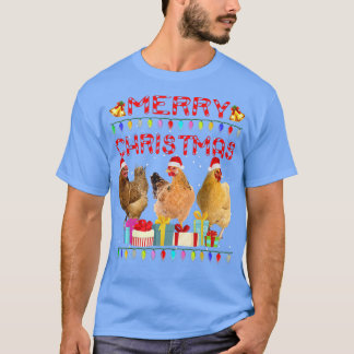 Camiseta Feliz Navidad Pollo Santa Gorra Enciende Navidad G