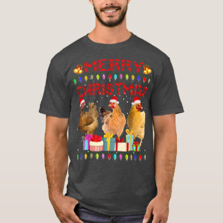 Camiseta Feliz Navidad Pollo Santa Hat Encendido Navidad Di