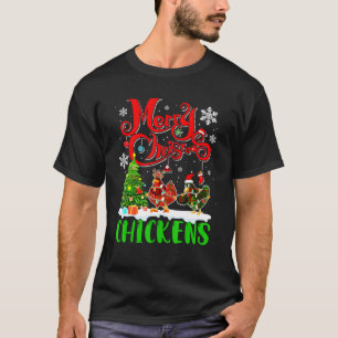 Camiseta Feliz Navidad Pollos Santa Reno Plaid Chic