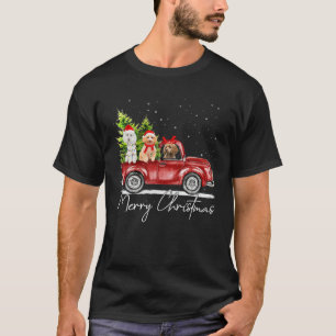 Camiseta Feliz Navidad Poodle Santa Red Truck Noche Luz