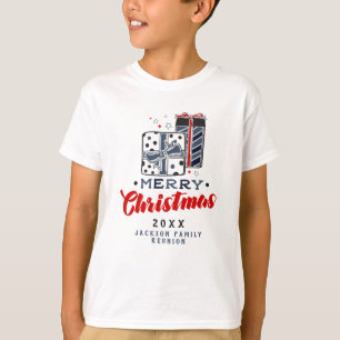 Camiseta Feliz Navidad presenta texto Personalizado azul ro