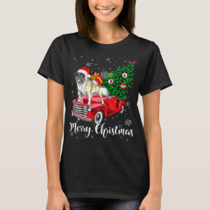 Camiseta Feliz Navidad Pug Lover Santa Light Red Truck Xm