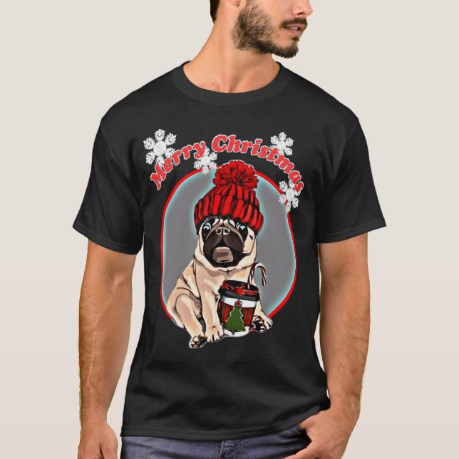 Camiseta Feliz Navidad Pug Perro  (Anverso)