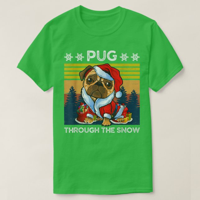 Camiseta Feliz Navidad Pug Perro a través de los hombres de (Diseño del anverso)