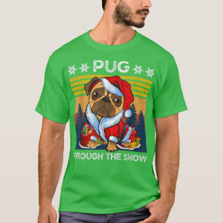 Camiseta Feliz Navidad Pug Perro a través de los hombres de
