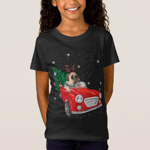 Camiseta Feliz Navidad Pug Perro Camión Rojo Camión Navidad