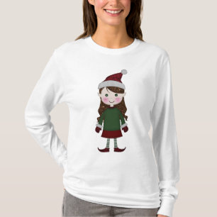Camiseta Feliz Navidad Purpurinoso Elf Chica Invierno Verde