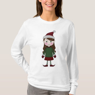 Camiseta Feliz Navidad Purpurinoso Elf Chica Invierno Verde