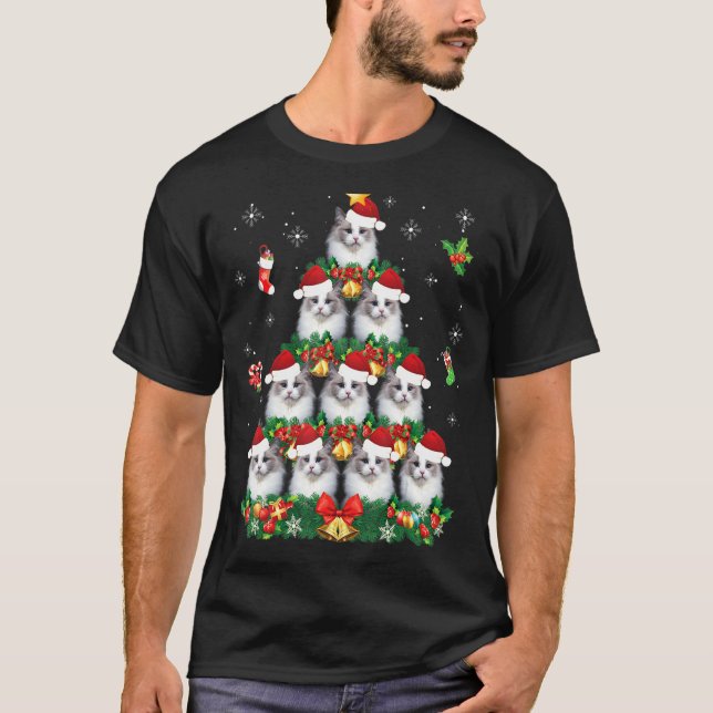 Camiseta Feliz Navidad Ragdoll Cat Santa Tree Pajama Ugly (Anverso)