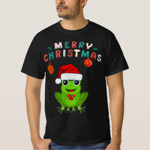 Camiseta Feliz Navidad Rana Linda Con Gorro De Santa Holida