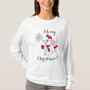 Camiseta Feliz Navidad Ratón comiendo copo de nieve