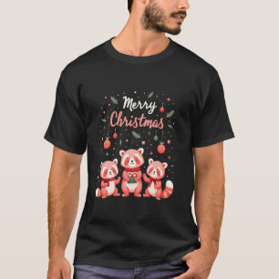Camiseta Feliz Navidad Red Panda oso Santa Hat Claus Ani