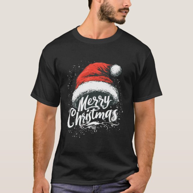 Camiseta Feliz Navidad Red Santa Hat Navidad Familia coinci (Anverso)