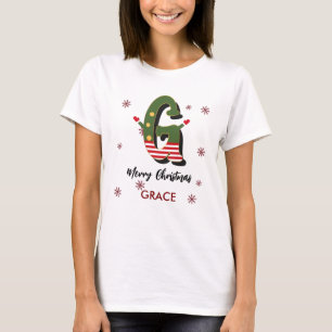 Camiseta Feliz Navidad Regalo Personalizado Letra G Nombre