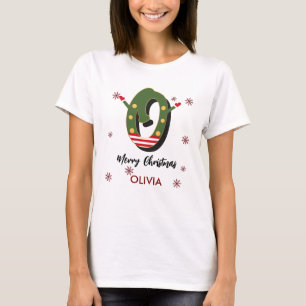 Camiseta Feliz Navidad Regalo Personalizado Letra O Nombre