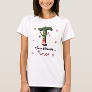 Camiseta Feliz Navidad Regalo Personalizado Letra T Nombre