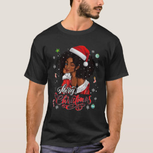 Camiseta Feliz Navidad Reina negra Chica Santa Mel africana