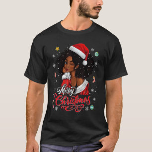 Camiseta Feliz Navidad Reina negra Chica Santa Mel africana