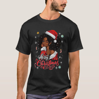 Camiseta Feliz Navidad Reina negra Chica Santa Mel africana