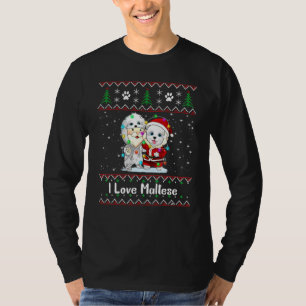 Camiseta Feliz Navidad Reindeo maltés Elf Santa Hat Fai