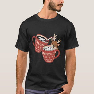 Camiseta Feliz Navidad Reno Cute Familia Navidad Café 