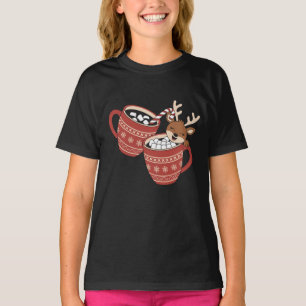 Camiseta Feliz Navidad Reno Cute Familia Navidad Café 