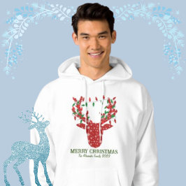 Camiseta Feliz Navidad reno moderno con luces de hadas