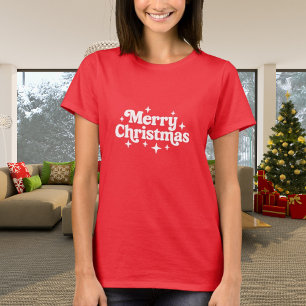 Camiseta Feliz Navidad Retro blanco rojo