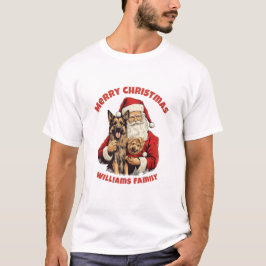 Camiseta Feliz Navidad Retro Santa Claus Pastor alemán