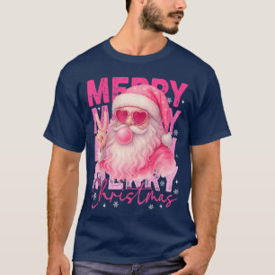 Camiseta Feliz Navidad Retro Santa Rosa Chicle Navidad Ho