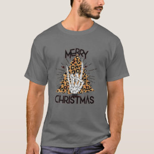 Camiseta Feliz Navidad Rock N Roll Rótulo Leopard Chris