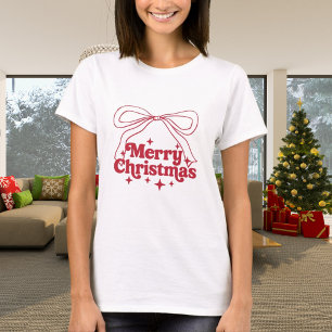 Camiseta Feliz Navidad rojo arco retro