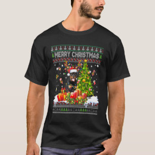 Camiseta Feliz Navidad Rottweiler Perro Santa Luces de Navi