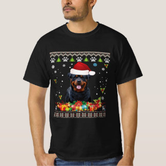 Camiseta Feliz Navidad Rottweiler Perro Ugly Santa Hat