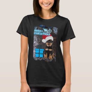 Camiseta Feliz Navidad Rottweiler Puppy Con Presente