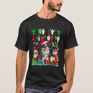 Camiseta Feliz Navidad Rótulo manos Idioma Santa Border Col