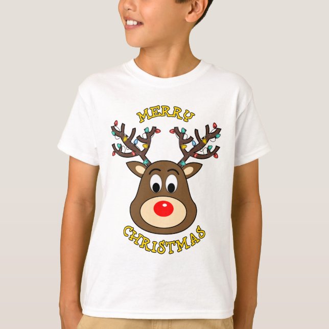 Camiseta Feliz Navidad, Rudolph el reno de la nariz roja (Anverso)
