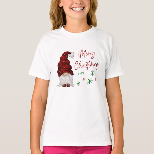 Camiseta Feliz Navidad Rústico País Chica Gnome Holiday (Anverso)