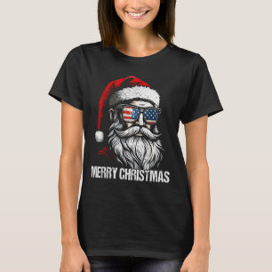 Camiseta Feliz Navidad Santa Antiguo Pjs Pijamas Bandera De