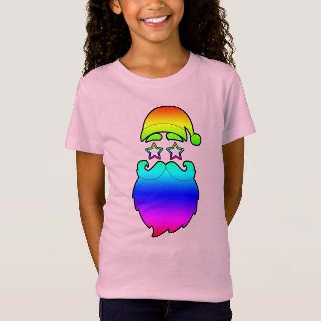 Camiseta Feliz Navidad Santa Arcoiris (Anverso)