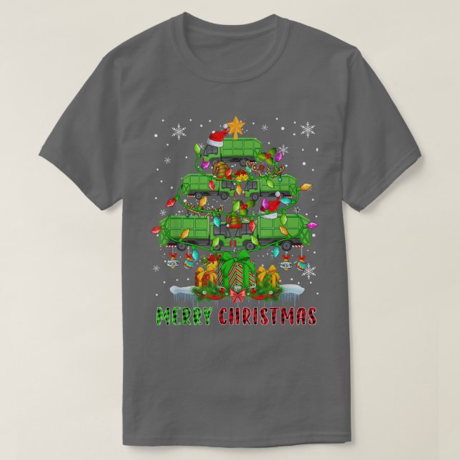 Camiseta Feliz Navidad Santa Basura Camiones de Navidad Árb (Diseño del anverso)