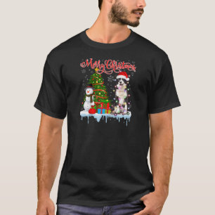 Camiseta Feliz Navidad Santa Border Collie Luz Navidad Tiro