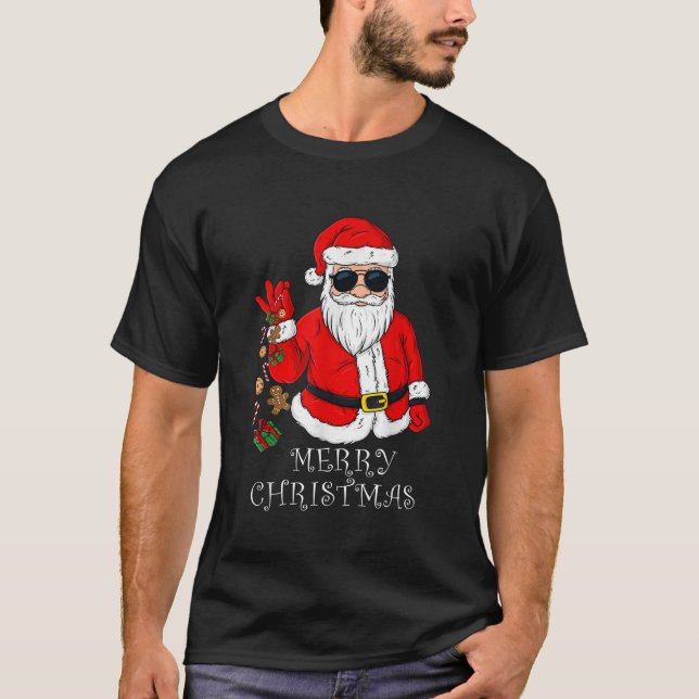 Camiseta Feliz Navidad Santa Claus Funny Family Pajamas X (Anverso)
