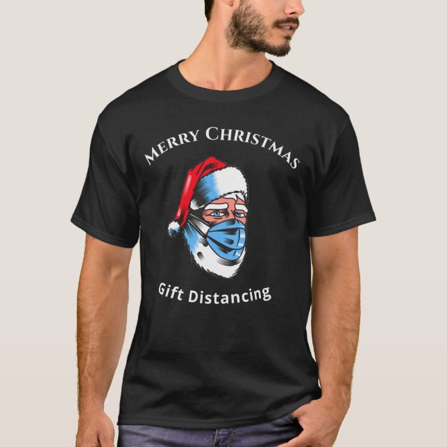 Camiseta Feliz Navidad Santa Claus máscara facial (Anverso)