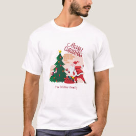 Camiseta feliz navidad santa claus monogram vacaciones