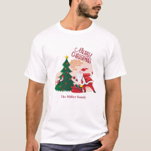 Camiseta feliz navidad santa claus monogram vacaciones