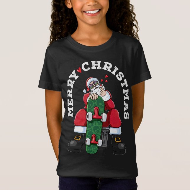 Camiseta Feliz Navidad Santa Claus Skateboard Mateo Fa (Anverso)
