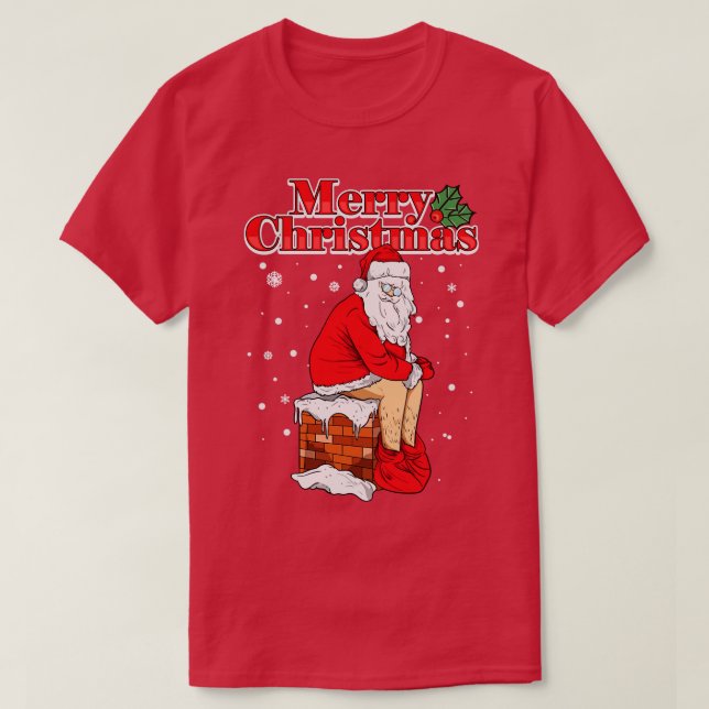 Camiseta Feliz Navidad Santa Cláusula Chimney Poop (Diseño del anverso)