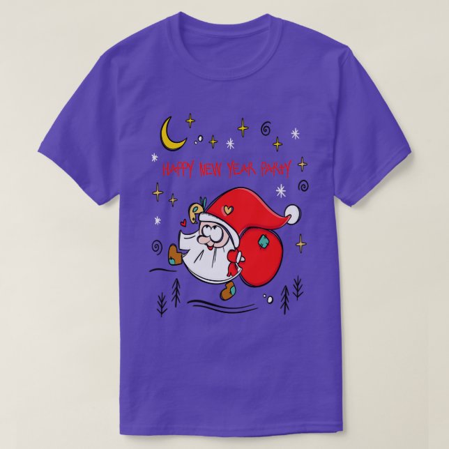 Camiseta Feliz Navidad Santa con bolso gracioso barbudo con (Diseño del anverso)