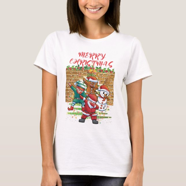 Camiseta Feliz Navidad Santa Dab Mujeres blancas (Anverso)